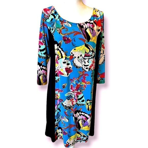 🎄Nicole by Nicole Miller Butterfly Pattern Knee Length Sheath Dress - Picture 1 of 10